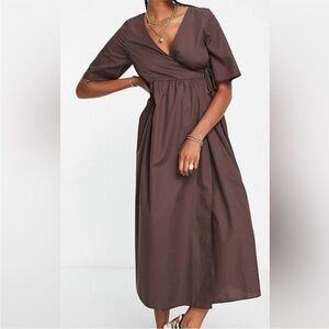 Brown ASOS maxi wrap dress 10